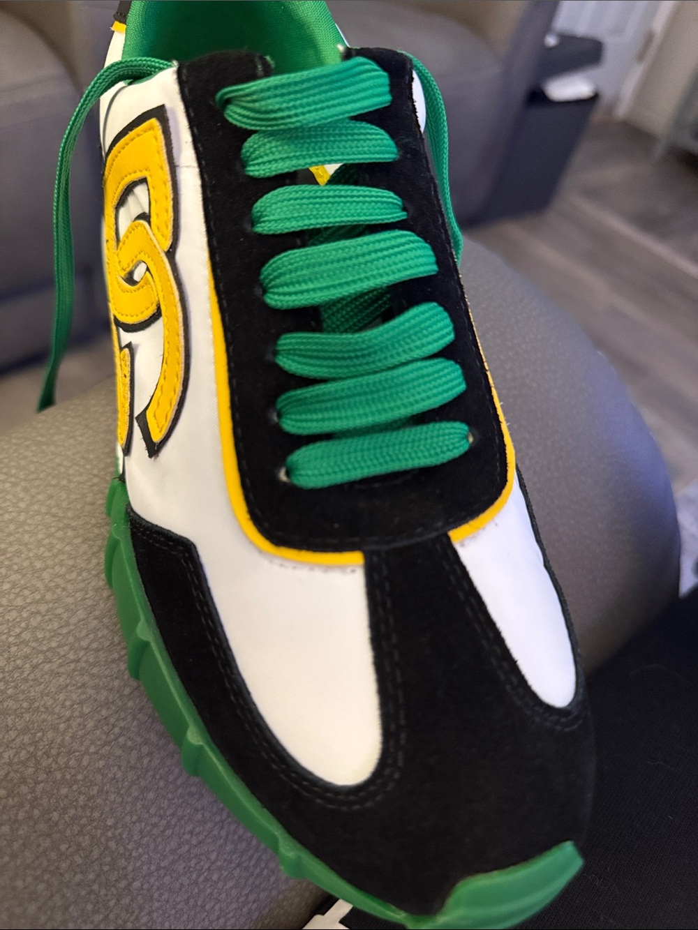 Dolce & Gabbana White, Black, Green & Yellow Men's Sneakers